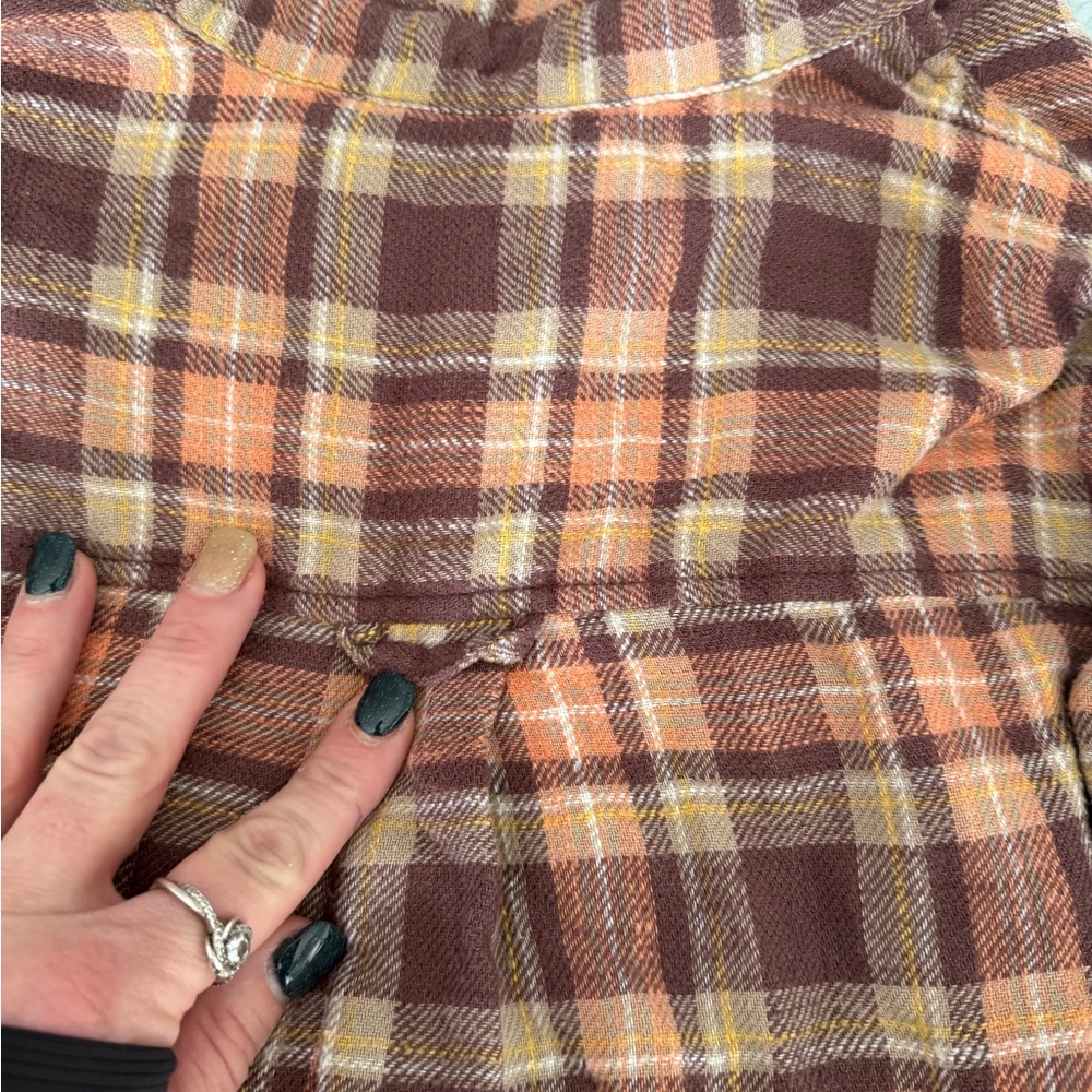 American Eagle Rust, Pink, and Cream Plaid Shirt Jacket - Picture 3 of 7